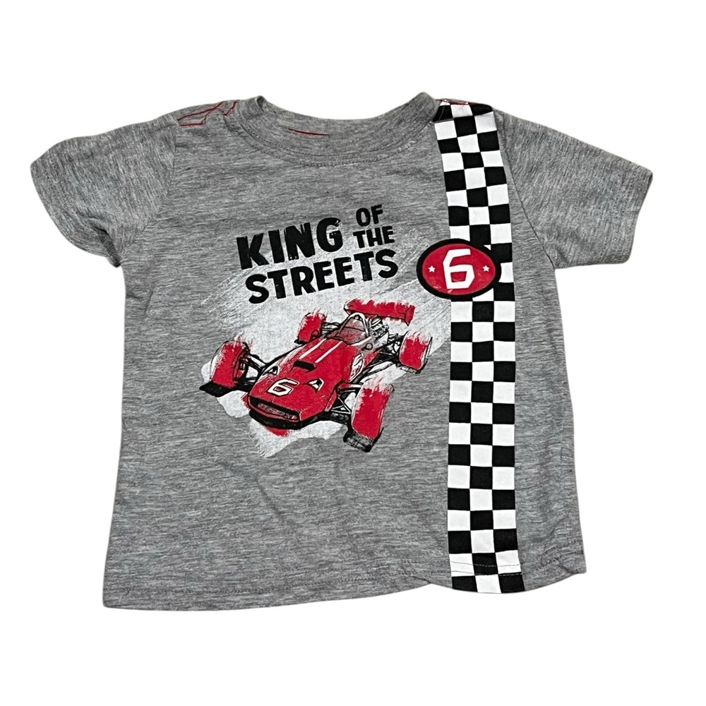 Weeplay “King of the Streets” Race Car T-Shirt | 12M | Gray & Red